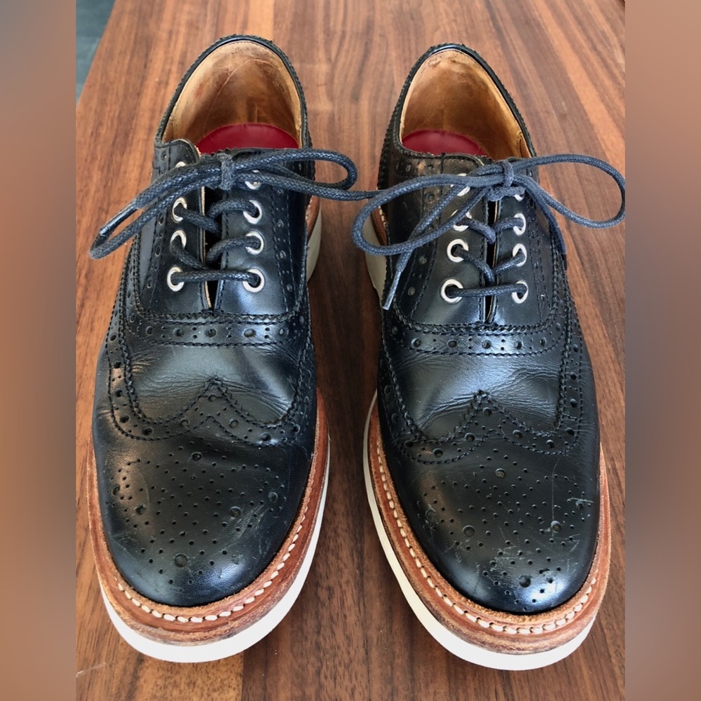 Grenson Black Leather “Emily” Platform Oxfords | Size 7.5 US